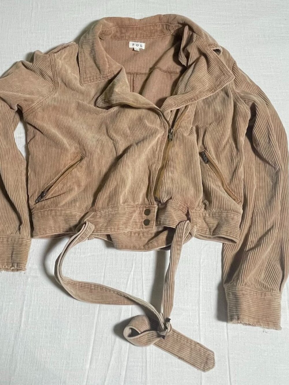 Womens Pol Blush Corduroy BIker Jacket (Size L)